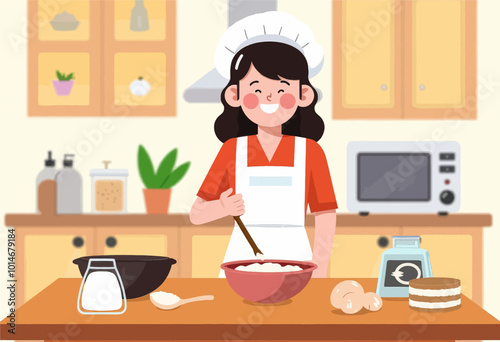 Woman Baking in Kitchen 
