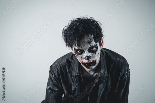 Person with Terrorific zombie costume for halloween parties