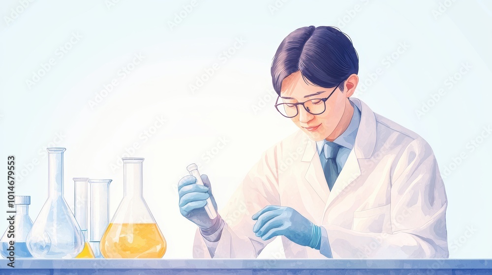 Scientist conducting an experiment in laboratory. Scientist conducting an experiment in laboratory.