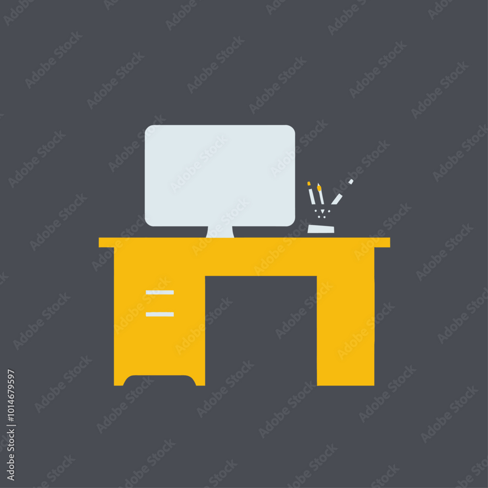 Yellow Desk with Computer and Pen Holder
Yellow Desk with Computer and Pen Holder