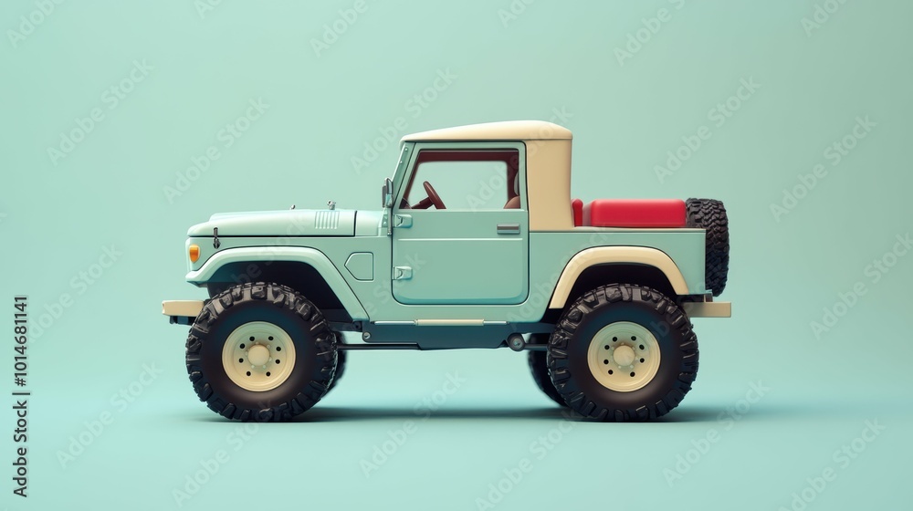 Retro-Inspired Chunky Toy Utility Vehicle on Minimalist Muted Background Retro-Inspired Chunky Toy Utility Vehicle on Minimalist Muted Background