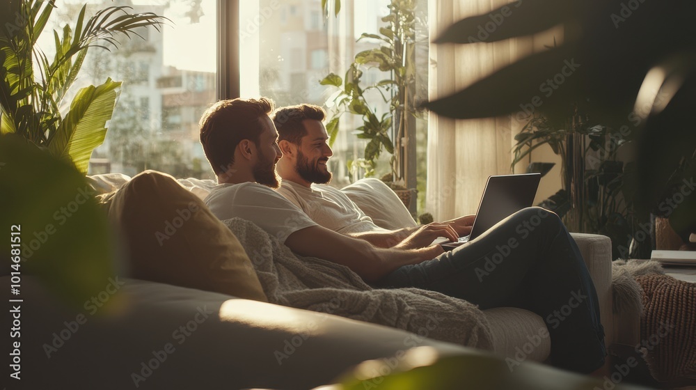 The Couple Using Laptop Together