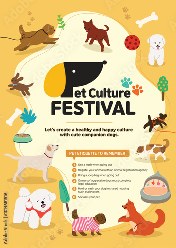 Healthy and happy dog ​​culture campaign poster featuring cute puppies
