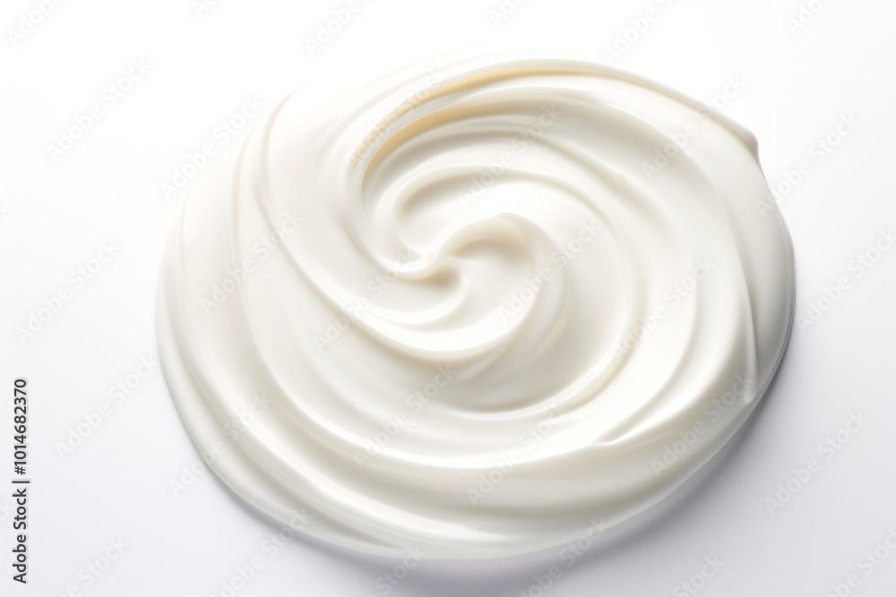 White cream moisturizer Pour onto the puff pad. on a white background White cream moisturizer Pour onto the puff pad. on a white background