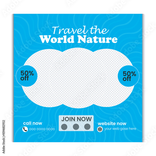 Travel and tour social media post  instagram post or web banner template, tourism traveling social media post design,