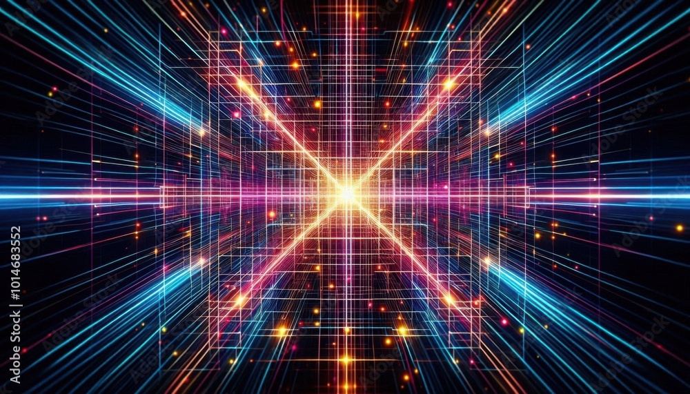 Laser Grid with a cross x focus in the middle Laser Grid with a cross x focus in the middle