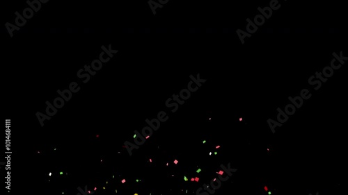 Confetti Explosion. Animation of beautiful colorful metallic glittering square confetti on transparent background. ProRes 4444.