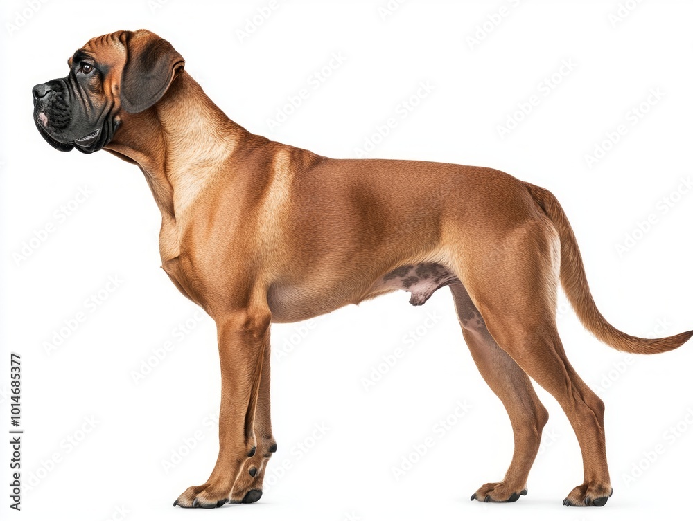 Boxer displays its impressive musculature and playful demeanor, exuding confidence while it stands tall on a pristine white background, ready for fun and adventure. Boxer displays its impressive musculature and playful demeanor, exuding confidence while it stands tall on a pristine white background, ready for fun and adventure.