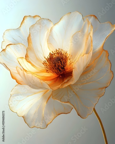 Delicate white flower with golden accents, a symbol of beauty and grace.