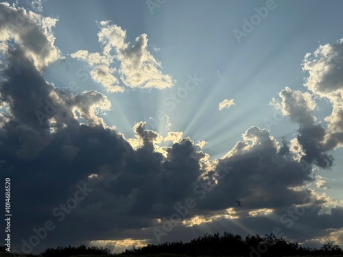 Cloud formations and sun raysNorth Shore Beach, Sunshine Coast, Queensland, Australia