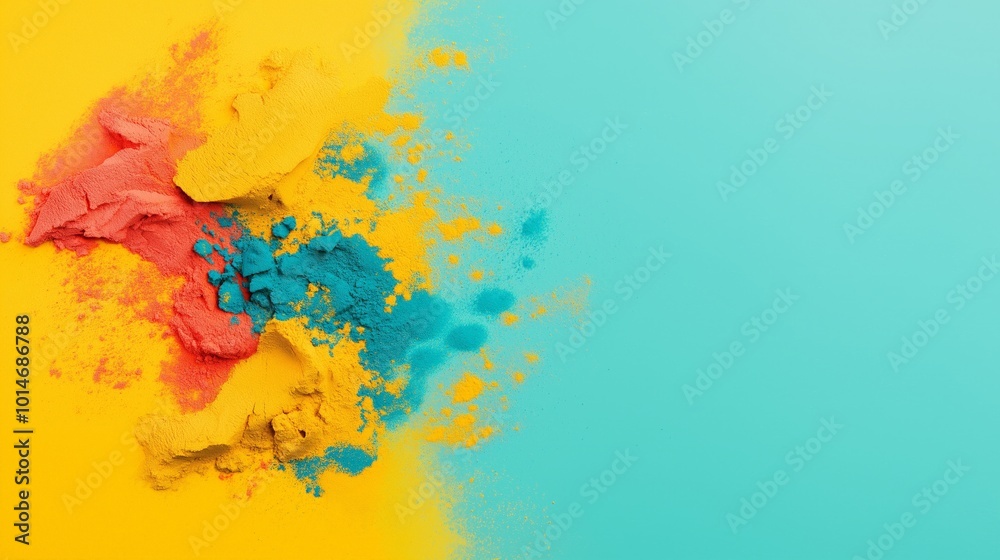Obraz premium Colorful powders scattered on a vibrant background.