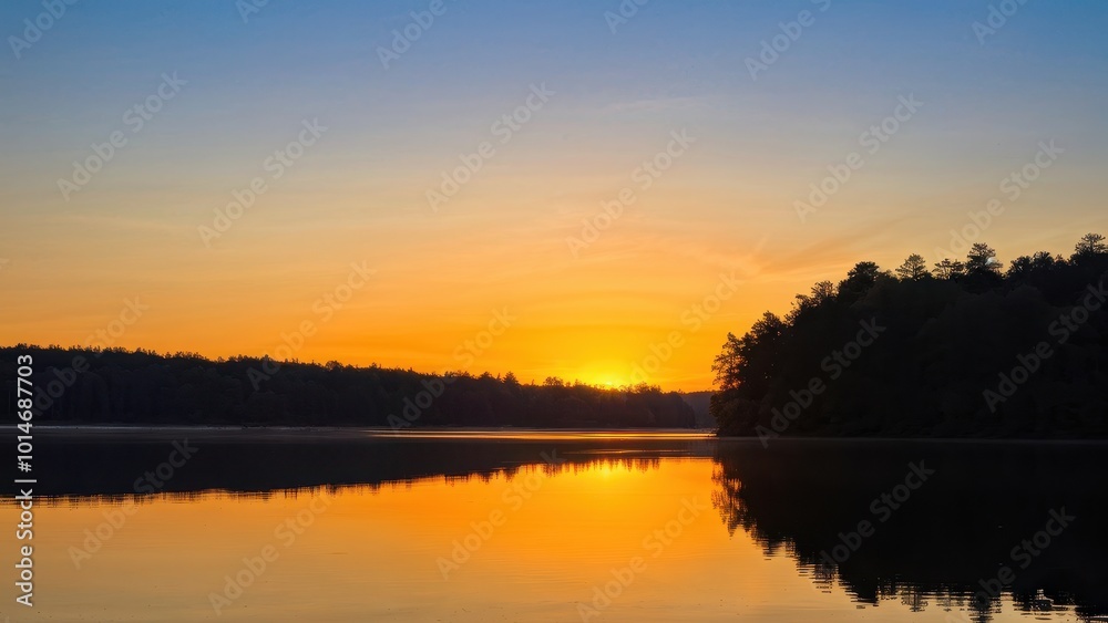 A serene sunset over a calm lake, reflecting vibrant colors and a tranquil atmosphere. A serene sunset over a calm lake, reflecting vibrant colors and a tranquil atmosphere.