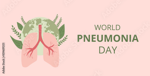 World pneumonia day banner template. Vector flat illustration.
