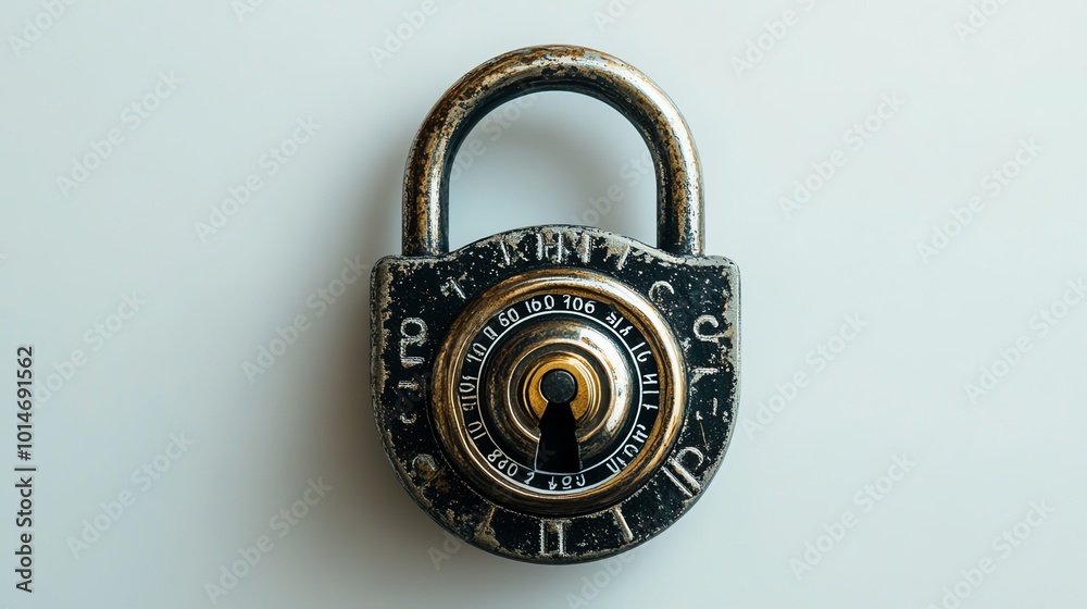 A combination lock on a white background. A combination lock on a white background.
