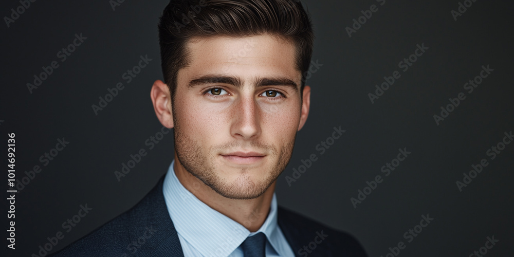 Professional Portrait of a Young Man in a Suit Against a Dark Background Professional Portrait of a Young Man in a Suit Against a Dark Background