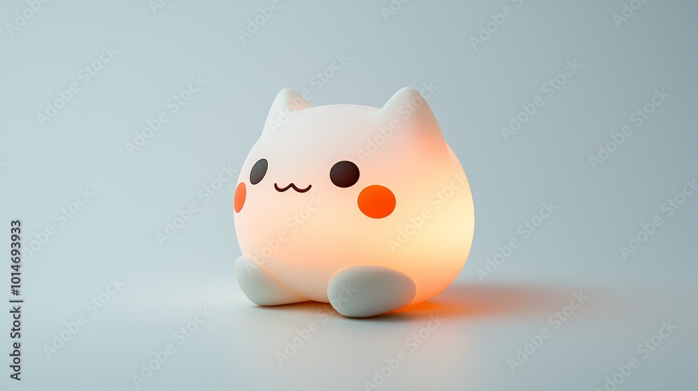 Cute Cat Shaped Night Light White Orange Black Glow Minimalist Design Cute Cat Shaped Night Light White Orange Black Glow Minimalist Design