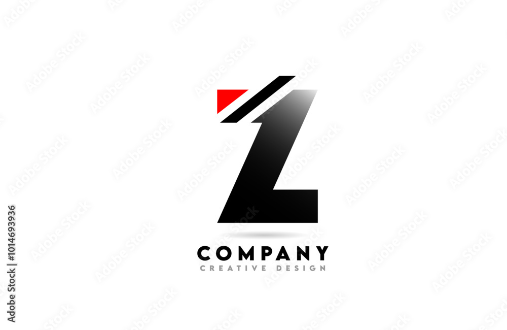Z line cut letter alphabet logo icon design with red black color for company and business Z line cut letter alphabet logo icon design with red black color for company and business