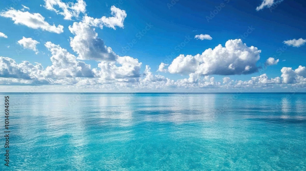 Obraz premium Vast open ocean with calm waters stretching to the horizon under a clear blue sky