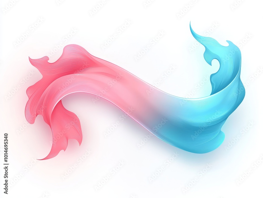 Fototapeta premium Abstract Pink and Blue Swirling Shapes on White Background