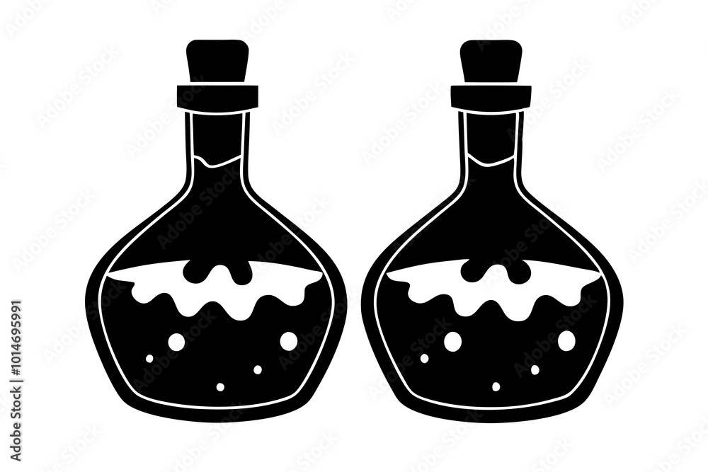 Poison Bottles, Ideal for Spooky and Halloween Themes - Flat Vector Illustration Poison Bottles, Ideal for Spooky and Halloween Themes - Flat Vector Illustration