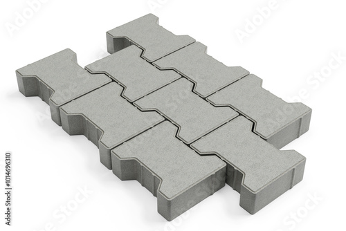 Obraz na płótnie Several self-locking paving block isolated on white background - 3d rendering w salonie