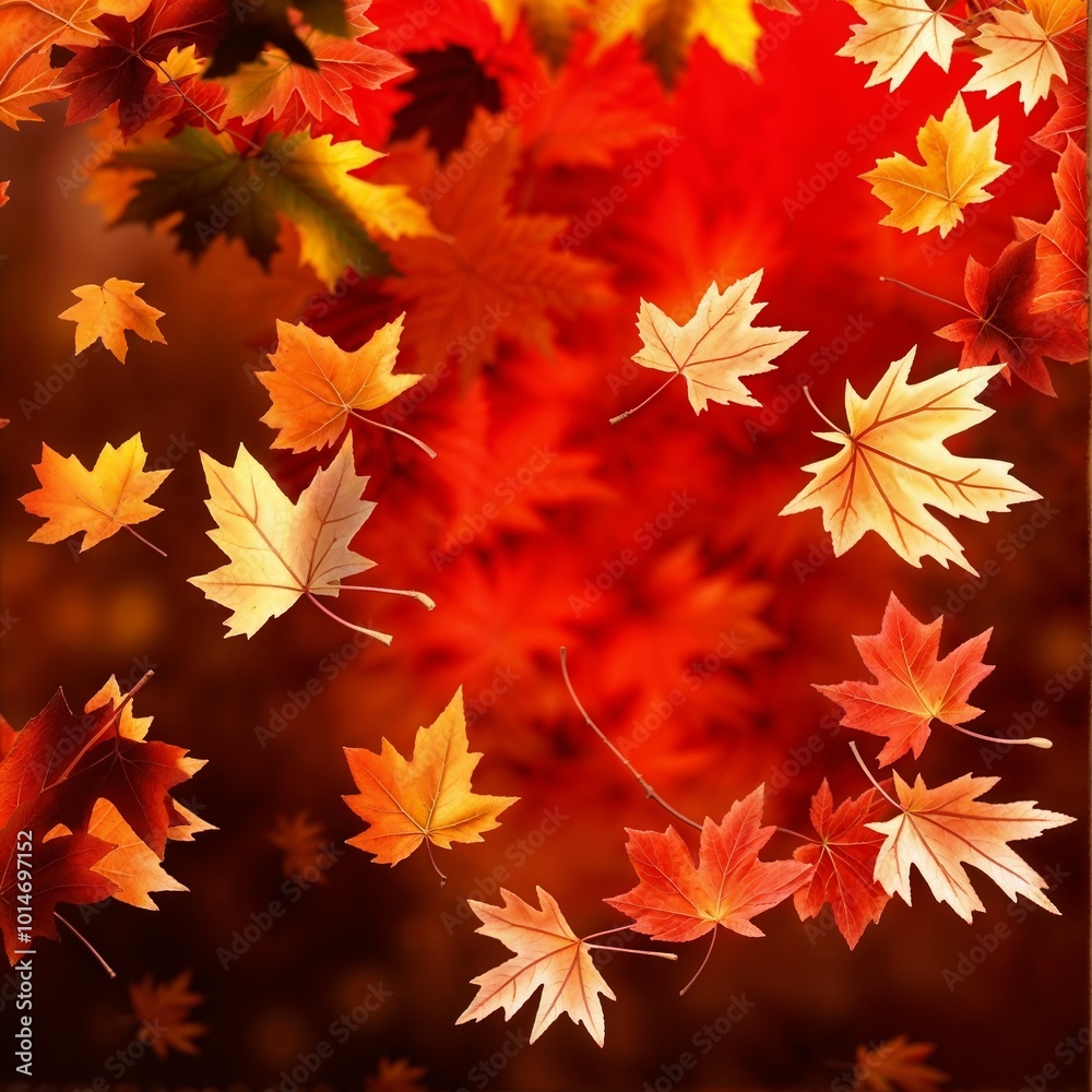 In autumn, red and yellow leaves fall creating a beautiful picture. In autumn, red and yellow leaves fall creating a beautiful picture.