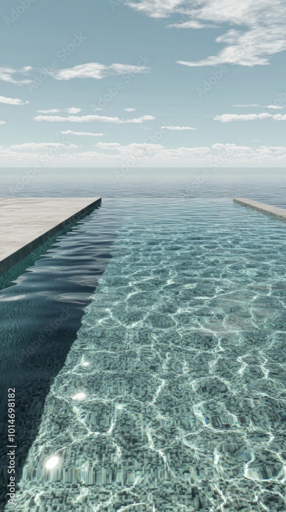 Obraz premium Serene Minimalist Pool Edge, tranquil clear water, elegant simplicity, inviting calmness, perfect for relaxation and contemplation