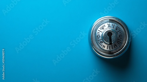 A combination lock on a blue background.