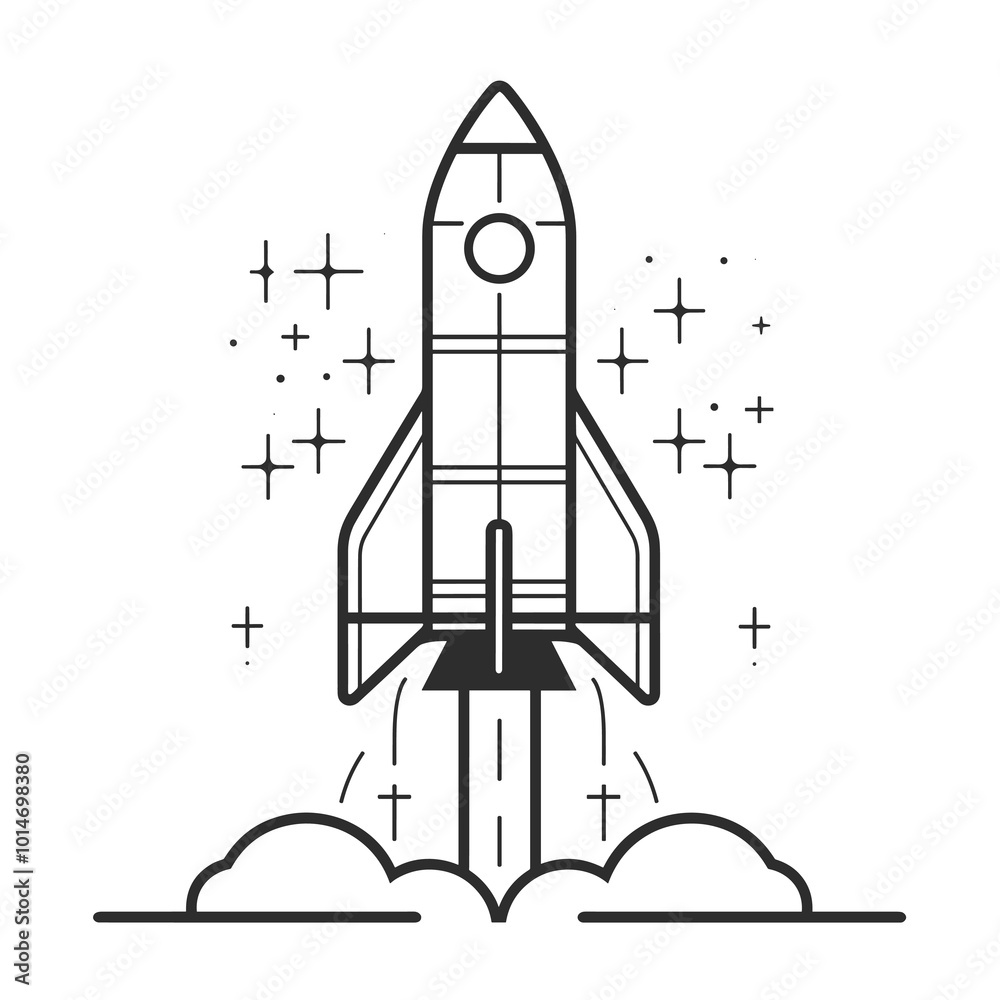 Space rocket icon. Vector illustration in cartoon style on a white background. Space rocket icon. Vector illustration in cartoon style on a white background.
