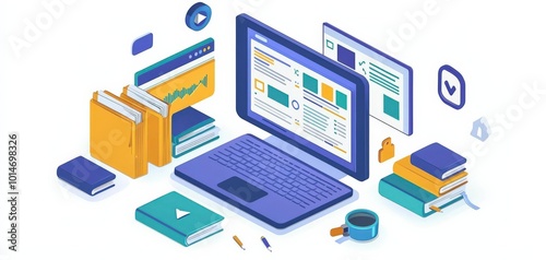 Online course dashboard displaying modules of textbased lessons, text learning, elearning platform