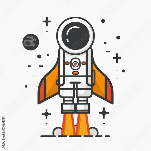 Astronaut in space suit. Vector illustration on white background.