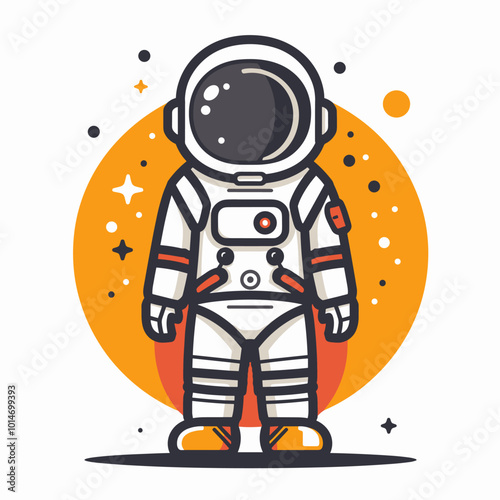 Astronaut in space suit. Vector illustration. Cartoon style.