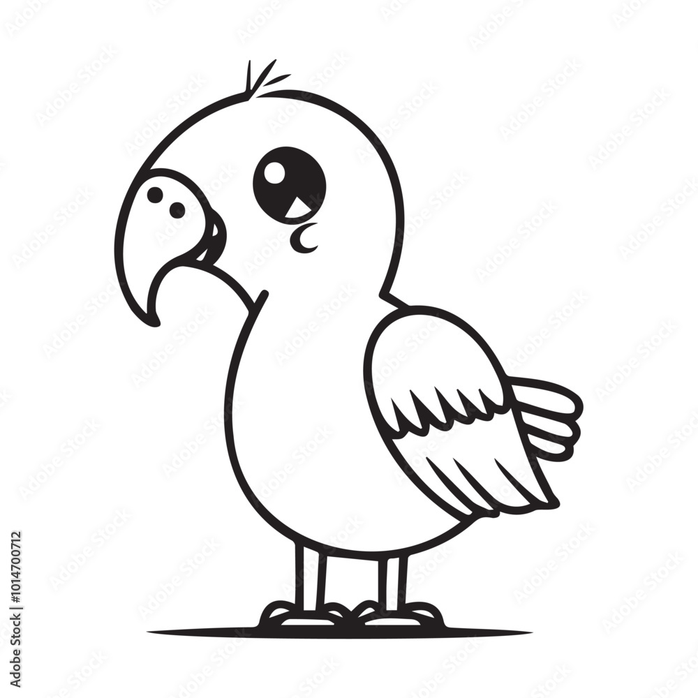 Cute cartoon bird with simplistic design and expression Cute cartoon bird with simplistic design and expression