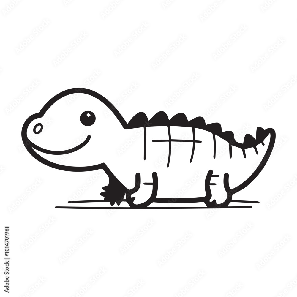 Fototapeta premium Cute Cartoon Reptile Character in Simple Design