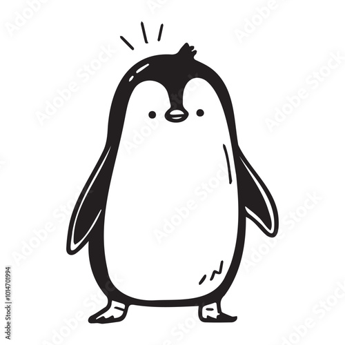 Cute Cartoon Penguin Character with Cheerful Expression