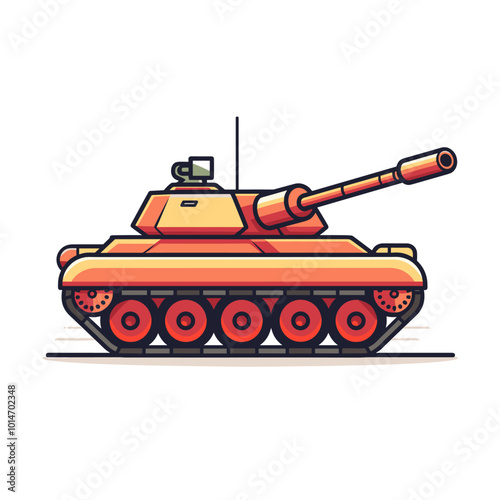 Cartoon tank. Vector illustration in a flat style on a white background.