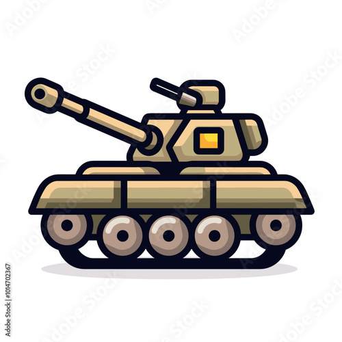Cartoon tank. Vector illustration in a flat style on a white background.