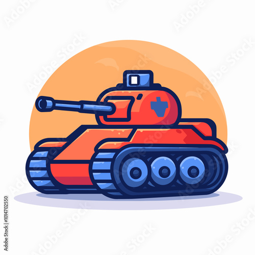 Cartoon tank. Vector illustration in a flat style on a white background.