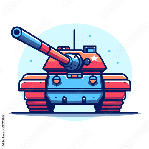 Cartoon tank. Vector illustration in a flat style on a white background.