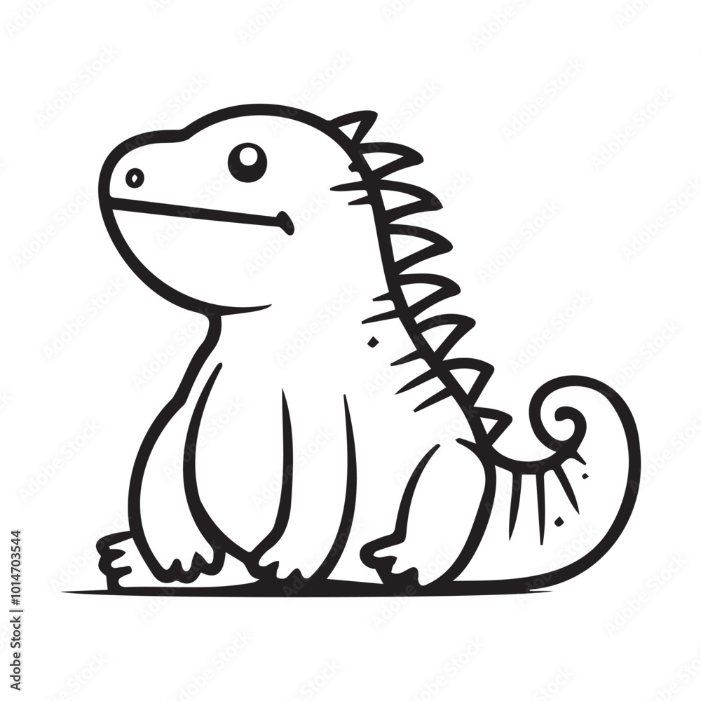 Cute Cartoon Dinosaur Character in Simple Style Cute Cartoon Dinosaur Character in Simple Style