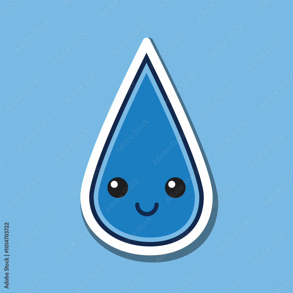 Single Raindrop Sticker With Smooth Edges and Bold Outline for Simple Weather Design Single Raindrop Sticker With Smooth Edges and Bold Outline for Simple Weather Design