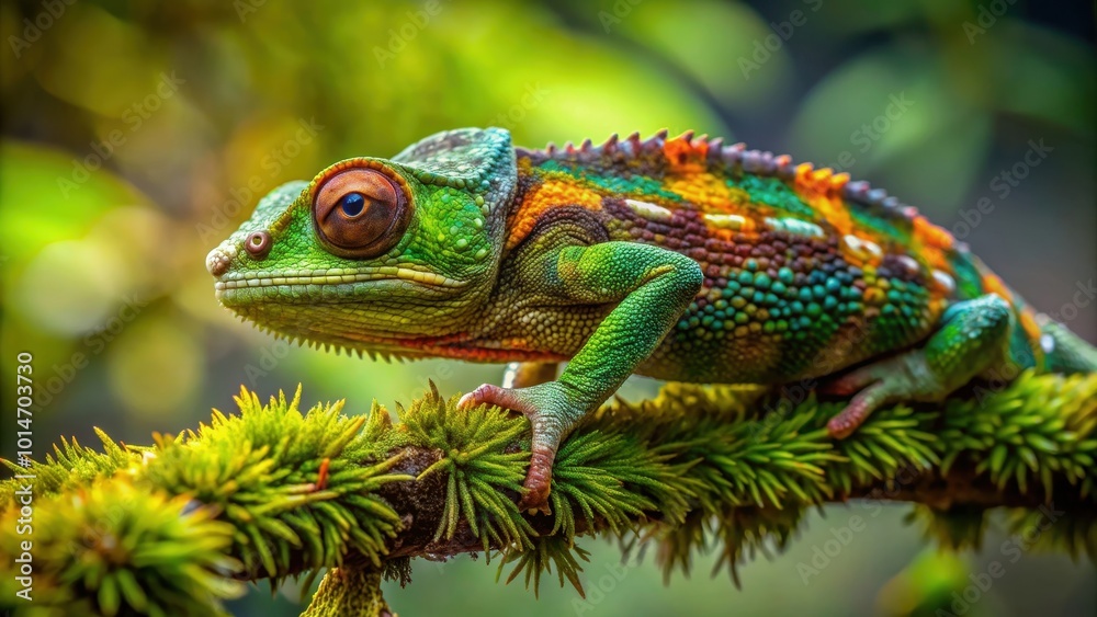 Amazing chameleon blending in with mossy twig in Madagascar, chameleon, mossy, twig, Madagascar, reptile, camouflage Amazing chameleon blending in with mossy twig in Madagascar, chameleon, mossy, twig, Madagascar, reptile, camouflage