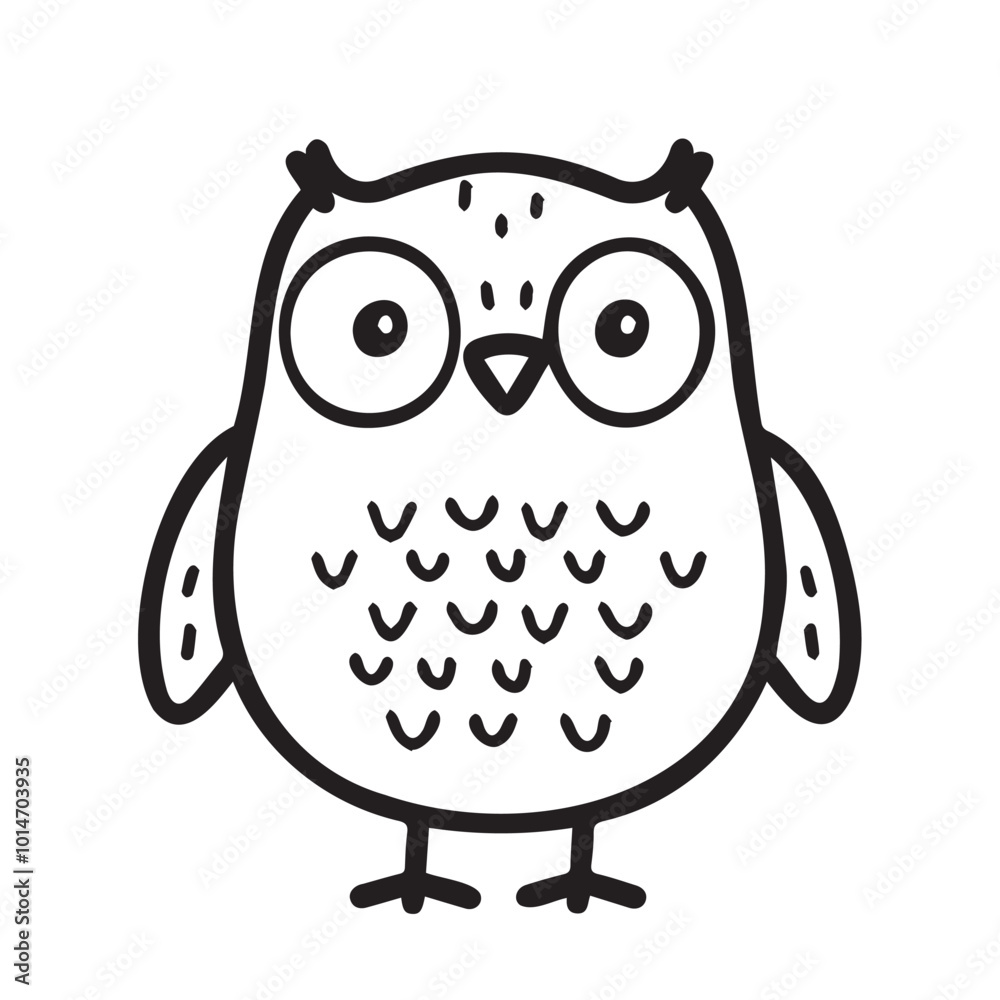 Fototapeta premium Cute Cartoon Owl with Simple Design for Kids