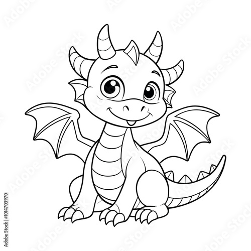 baby dragon vector art for coloring page