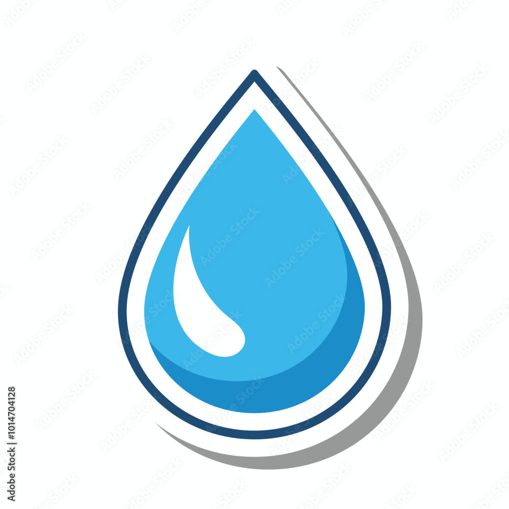 Single Raindrop Sticker With Smooth Edges and Bold Outline for Simple Weather Design Single Raindrop Sticker With Smooth Edges and Bold Outline for Simple Weather Design