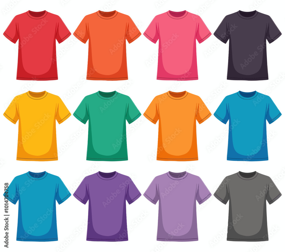 Naklejka premium Blank T-Shirts in Various Colors 