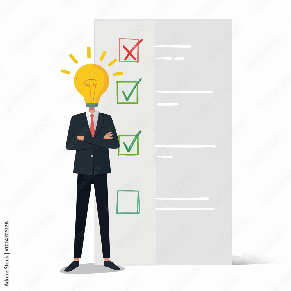 Businessman with Lightbulb Head and Checklist
Businessman with Lightbulb Head and Checklist