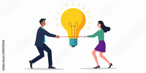 Wallpaper Mural Businesspeople pulling a lightbulb 
 Torontodigital.ca