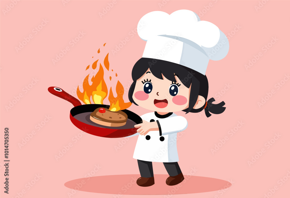 Cartoon Chef Holding Frying Pan With Fire
Cartoon Chef Holding Frying Pan With Fire