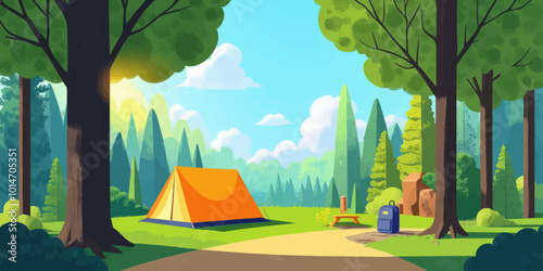 Camping in a Forest Clearing 
